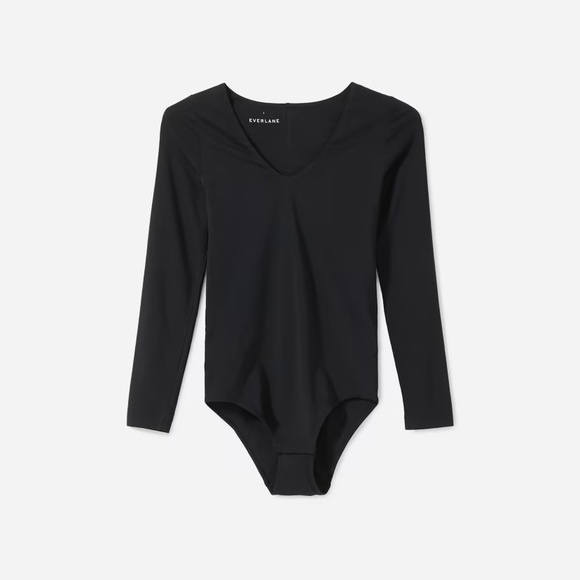 Everlane The Long-Sleeve V-Neck Bodysuit Black Size XS NWOT - Picture 6 of 7